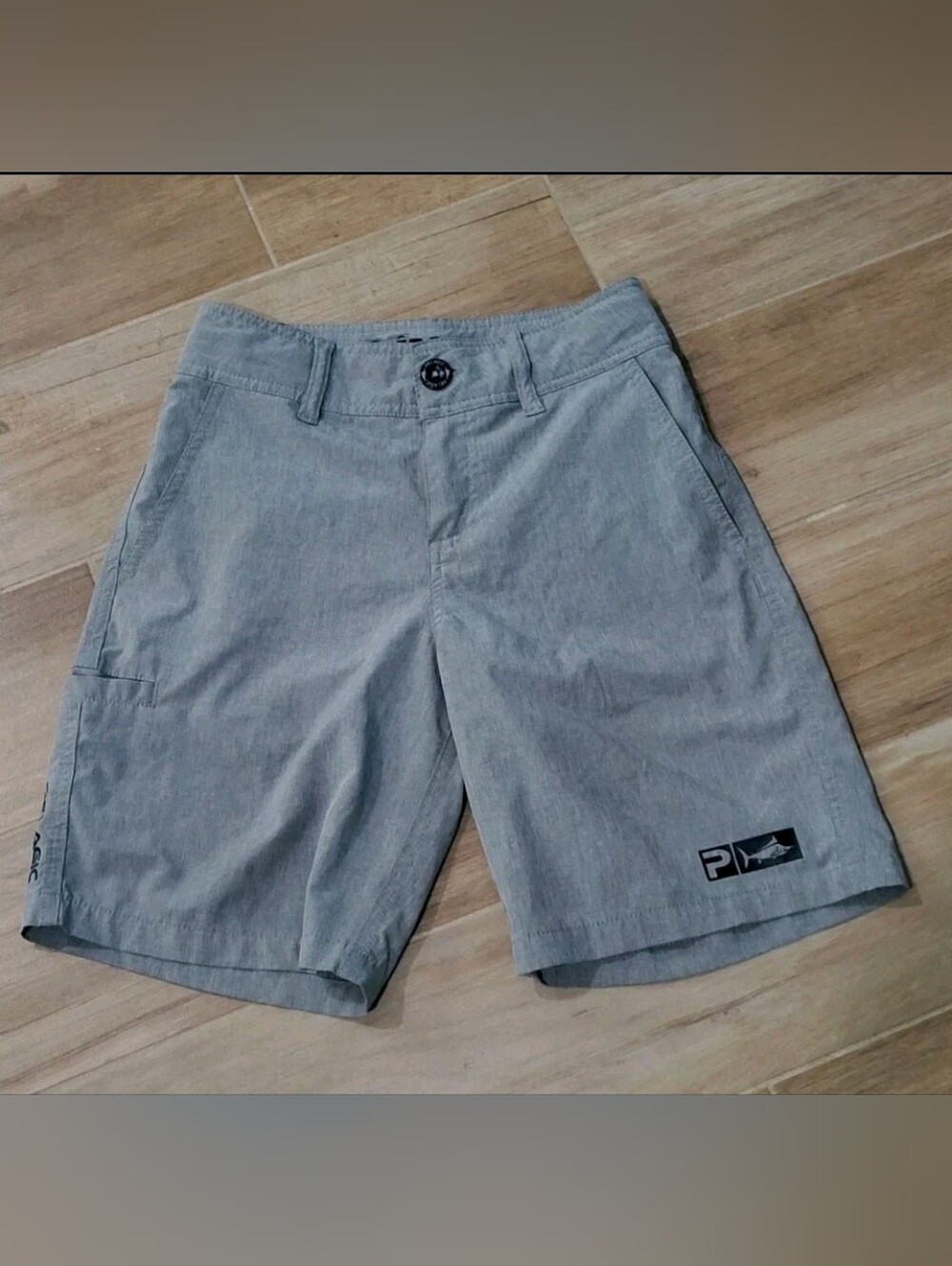 PELAGIC Shorts Deep Sea Hybrid, Salt Gray NWOT 23 youth Swim Board Shorts
